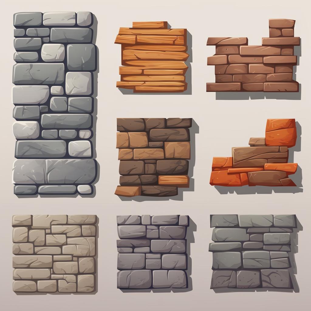 Different types of wall textures displayed