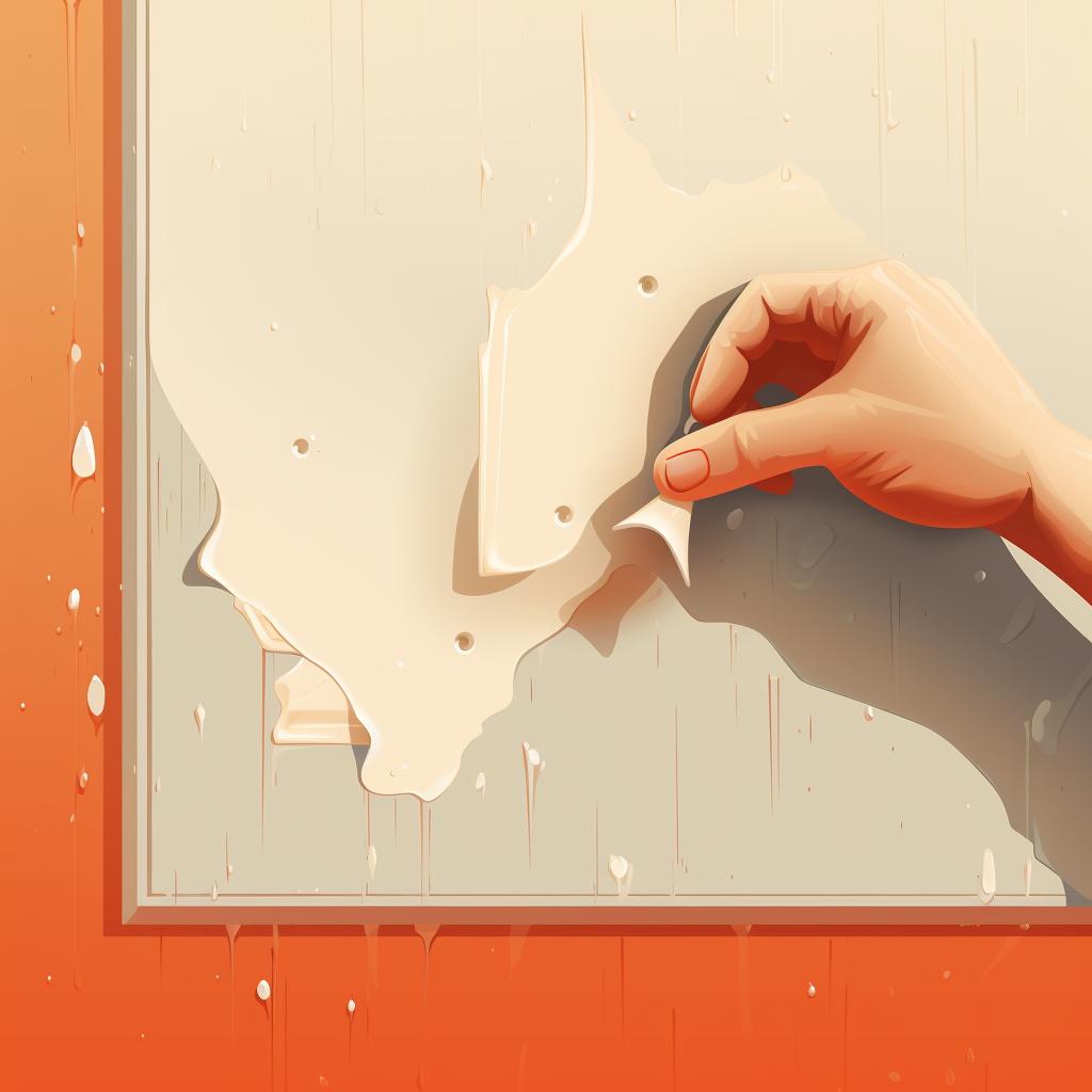 Hand applying adhesive to the back of a 3D wall panel.